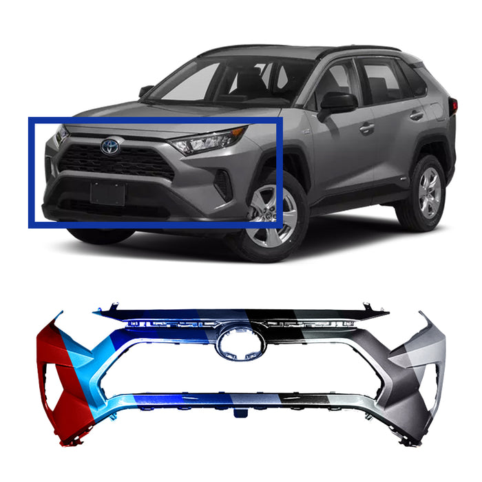 Toyota RAV4 Non Adventure/Trail Model Front Bumper Without Tow Hook Hole and Sensor Holes For Canada Manufactured Models - TO1000449