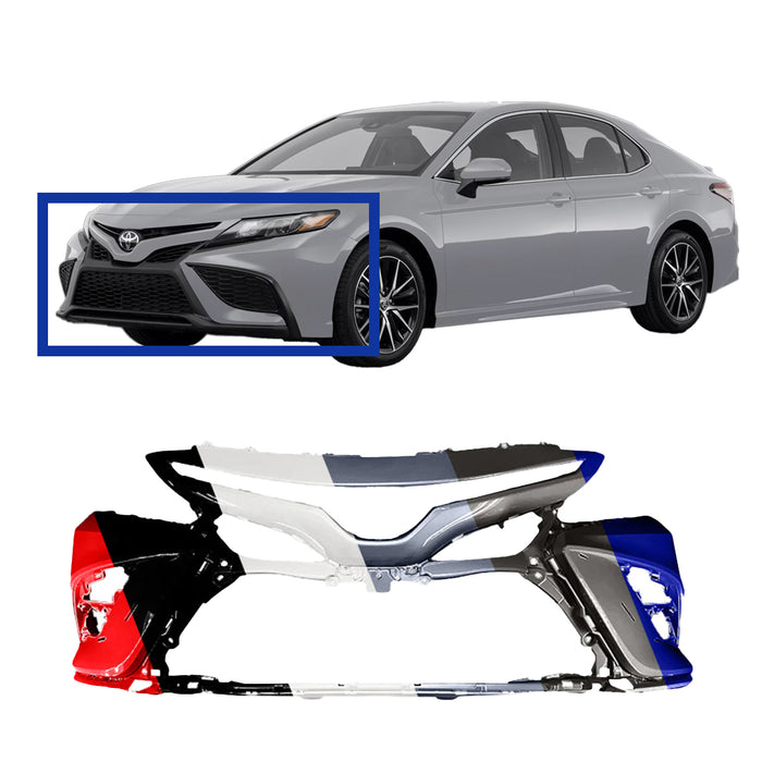 Toyota Camry SE/XSE Non TRD CAPA Certified Front Bumper Without Sensor Holes - TO1000471C