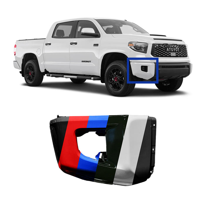 Toyota Tundra CAPA Certified Front Bumper End Passenger Side Without Sensor Holes - TO1005182C