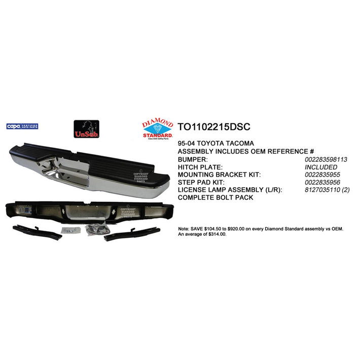 Toyota Tacoma Rear Bumper Face Bar Bright Deluxe - TO1102215