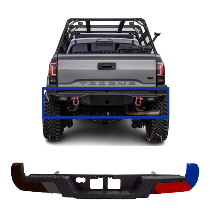 Toyota Tacoma CAPA Certified Rear Bumper Assembly Without Sensor Holes Without Tow Hitch - TO1103125C