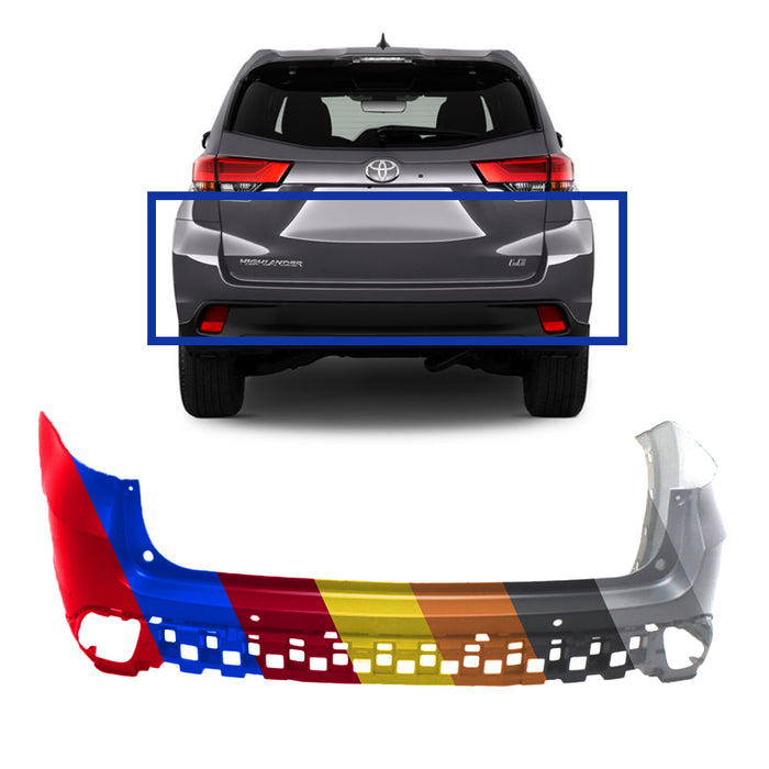 Toyota Highlander CAPA Certified Rear Upper Bumper With Sensor Holes - TO1114101C