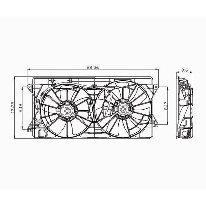 Toyota Celica/MR2 Spyder Engine Cooling Fan Assembly Motor/Blade/Shroud Dual Fan Assembly - TO3115142