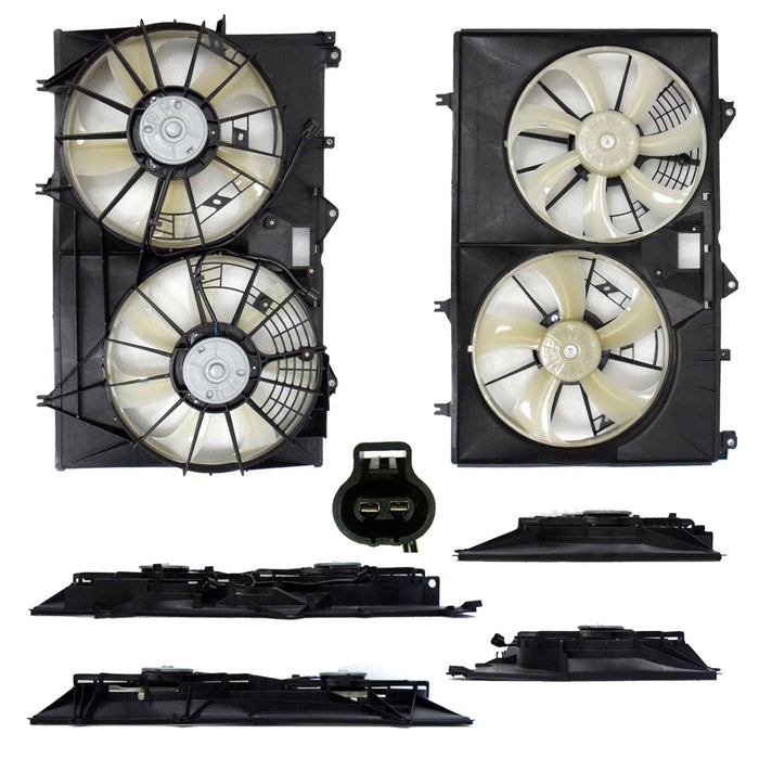 Toyota Highlander Hybrid/Hybrid Limited Engine Cooling Fan Assembly Motor/Blade/Shroud Dual Fan Assembly - TO3115172