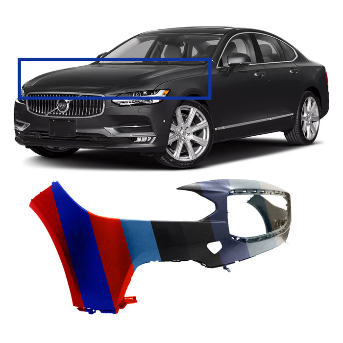 Volvo S90/V90 CAPA Certified Front Bumper Without Sensor Holes & Without Headlight Washer Holes - VO1000223C