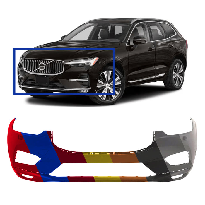 Volvo XC60 CAPA Certified Front Bumper With Headlight Washer Holes & With Sensor Holes - VO1000231C