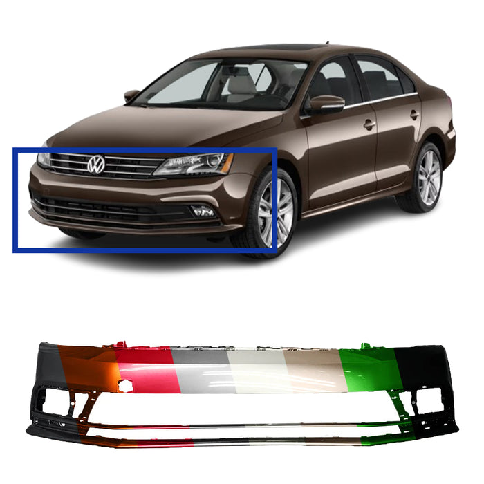 Volkswagen Jetta CAPA Certified Front Bumper Without Sensor Holes & Without Headlamp Washer Holes - VW1000220C