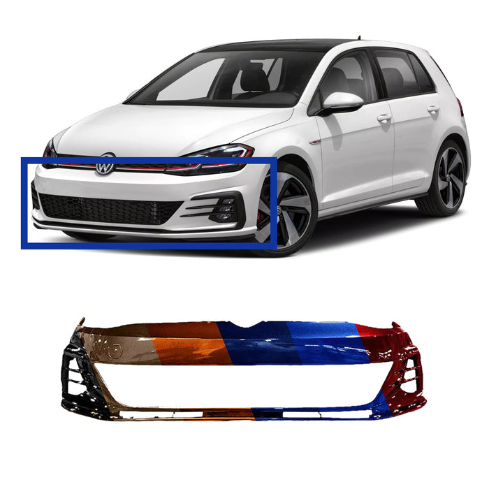 Volkswagen Golf GTI CAPA Certified Front Bumper Without Sensor Holes & Without Headlight Washer Holes - VW1000240C