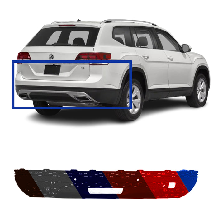 Volkswagen Atlas Non R-Line Rear Lower Bumper With Sensor Holes & With PDC Holes & Without Trailer Hitch - VW1115108