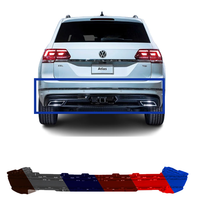 Volkswagen Atlas R-Line CAPA Certified Rear Lower Bumper Without Sensor Holes - VW1115110C