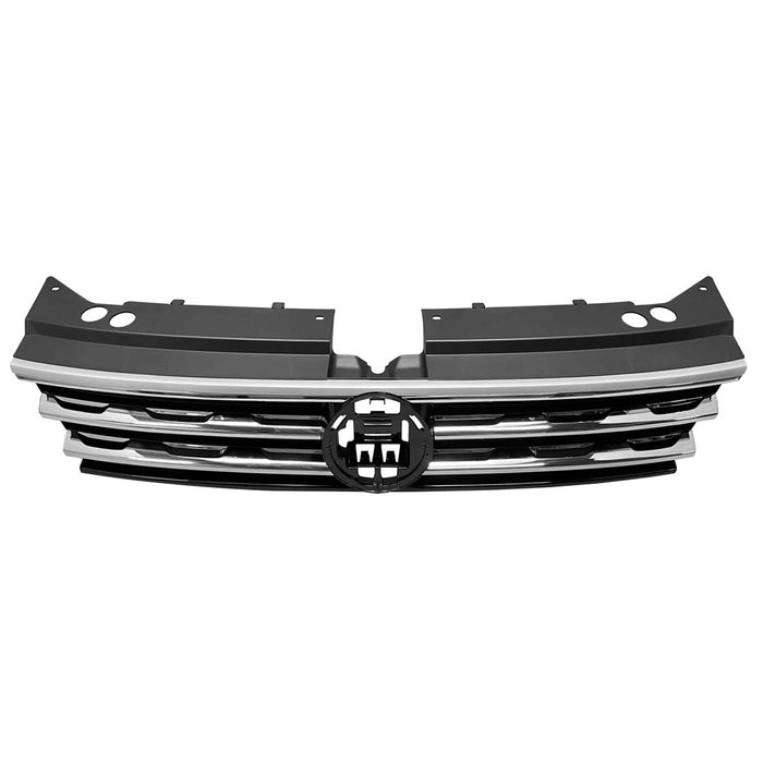 Volkswagen Tiguan Grille W/O R-Line W/Collision Warning Black/Satin Black/Polished Chrome (3 Slat) Assembly - VW1200180