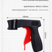 Aerosol trigger handle dimensions: approximately 140 by 130 mm; ABS plastic; approximately 45 g