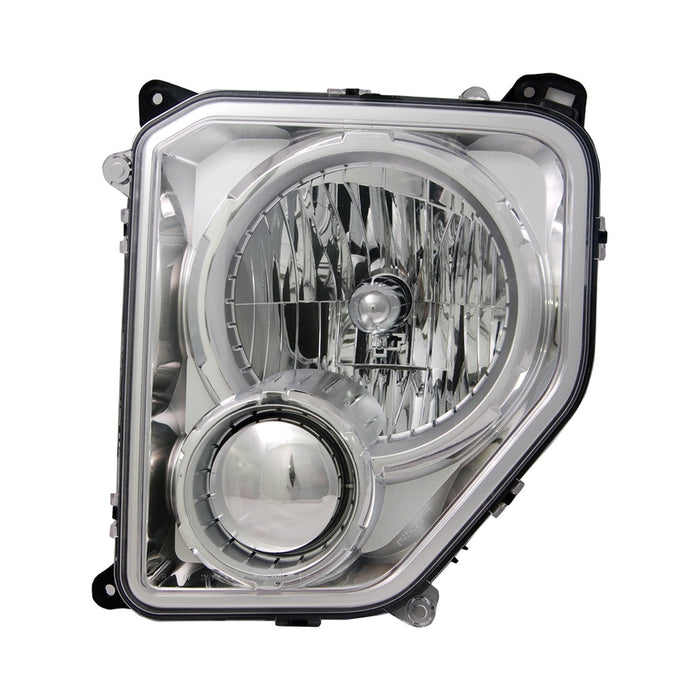 Jeep Liberty Driver Side Headlight Assembly W/O Fog Lamps Chrome Bezel Round Bulb Shield Composite - CH2502234