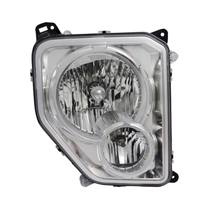 Jeep Liberty Passenger Side Headlight Assembly W/Fog Lamps Chrome Bezel Round Bulb Shield Composite - CH2503233