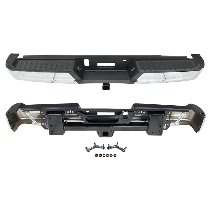 Ford F-150 Rear Bumper Assembly W/Towing Pkg W/Max Duty W/O Parking Aid W/Lamps Chrome - FO1103250