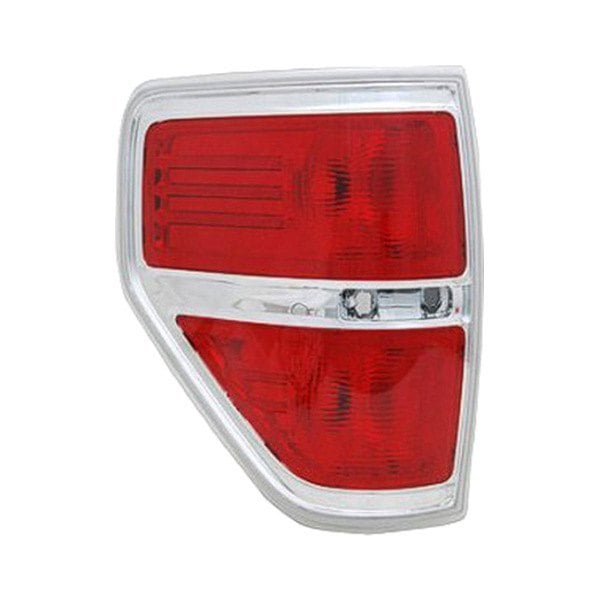 Ford F-150 Flotillera/FX4/Harley-Davidson Edition/King Ranch/Lariat/Lariat Limited/Limited/Platinum/STX/SVT Raptor/Tremor/XL/XLT Driver Side Tail Light Housing Chrome Accent Includes Lens - FO2818143