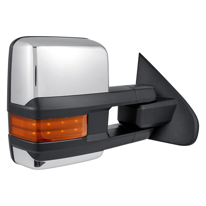 Chevrolet Silverado 1500/1500 LD/2500/3500/GMC Sierra 1500/Sierra 2500/Sierra 3500 Passenger Side Door Mirror Trailer Tow Type Power W/Signal Lamps Man Ext/Pwr Fold Chrome Assembly - GM1321514
