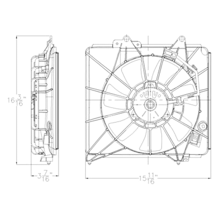 Honda Fit A/C Condenser Fan Assembly Motor/Blade/Shroud Assy - HO3020100