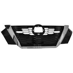 Nissan Sentra OEM Grille Bright Black/Chrome Without Camera With Tow Cover S/Sv Model - 623106LB0A