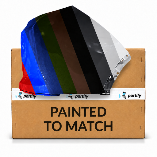 Honda CR-V Rear Passenger Side Bumper End - HO1117104 — painted color options with Partify box. Colors shown are illustrative.