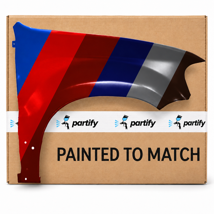 Honda CR-V Front Passenger Side Fender - HO1241156 — painted color options with Partify box. Colors shown are illustrative.