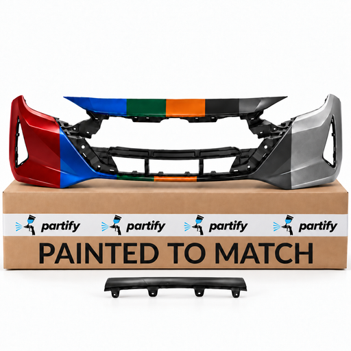 Nissan Sentra S/S Plus Front Bumper W/O Camera Hole - NI1000348 — painted color options with Partify box. Colors shown are illustrative.