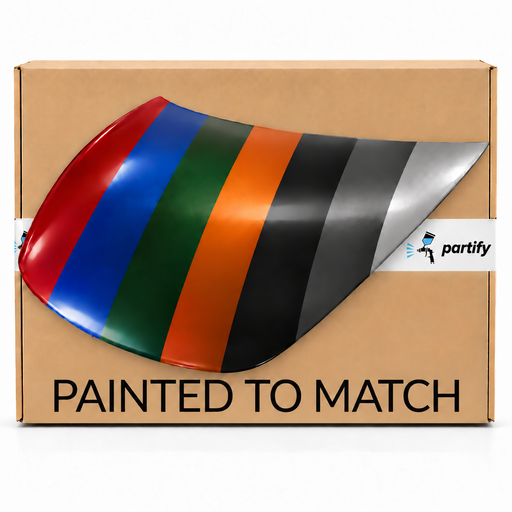 Tesla 3 Hood Aluminum - TA1230100 — painted color options with Partify box. Colors shown are illustrative.