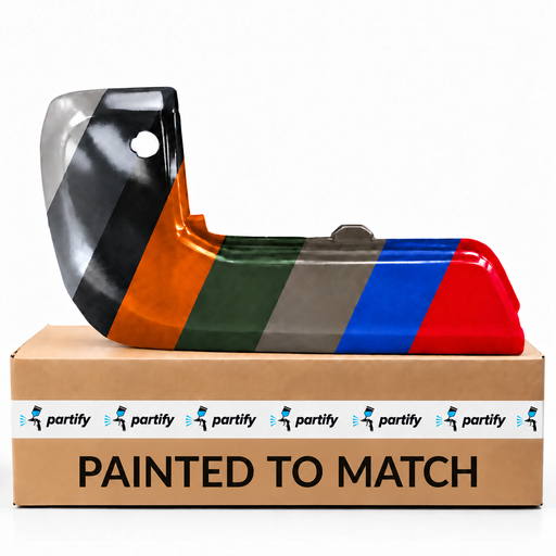 Toyota Tacoma Driver Side Rear Bumper End With Sensor Holes - TO1104138 — painted color options with Partify box. Colors shown are illustrative.