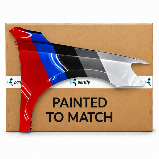 Volkswagen Passat Front Passenger Side Fender - VW1241149 — painted color options with Partify box. Colors shown are illustrative.