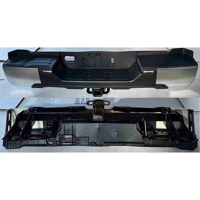 Toyota Tundra Rear Bumper Assembly W/O Parking Sensors W/Back-Up Lamp W/Tow Hitch Satin Chrome - TO1103147
