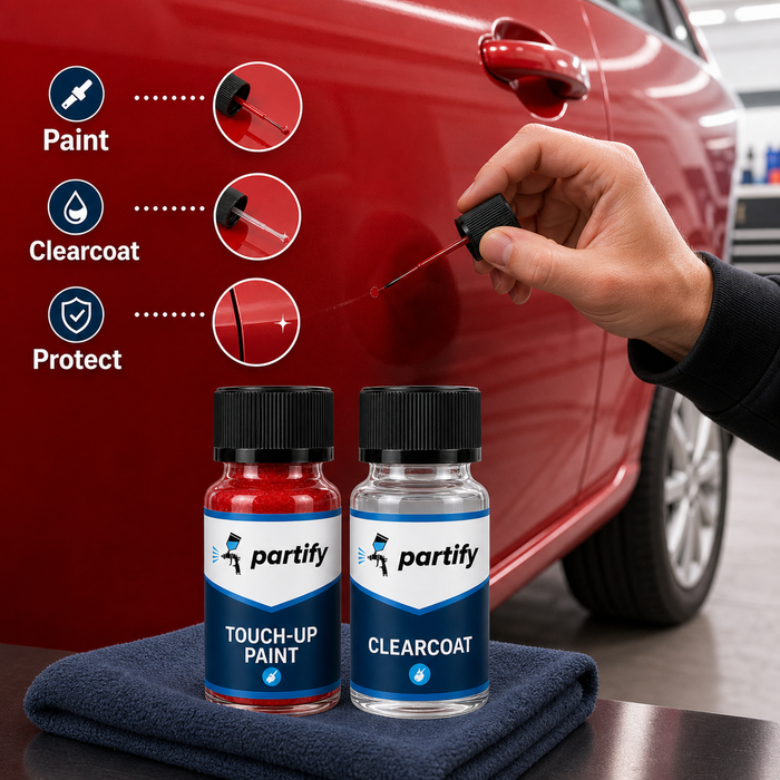 Touch-up paint and clearcoat red application protect