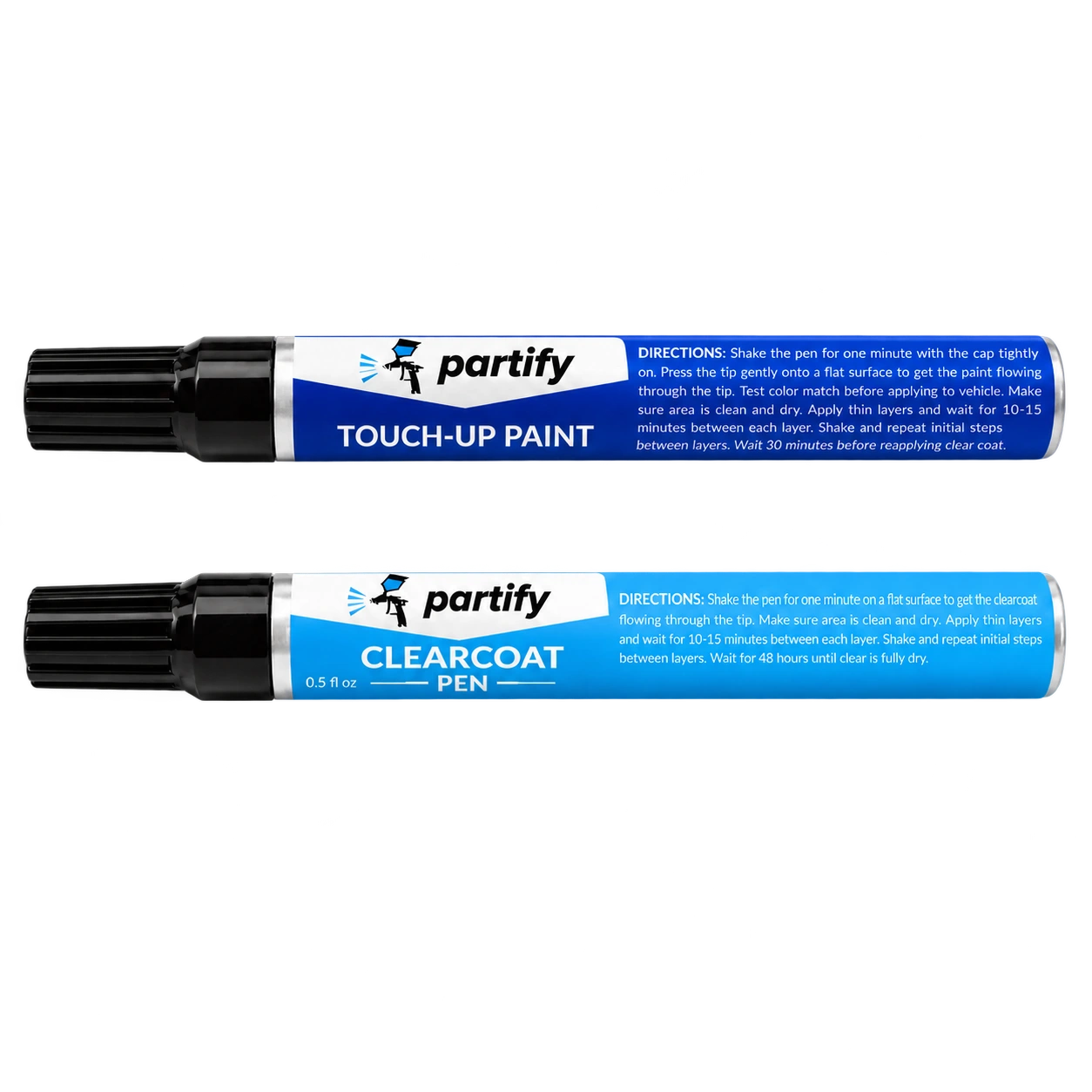 Partify touch-up paint and clearcoat pens