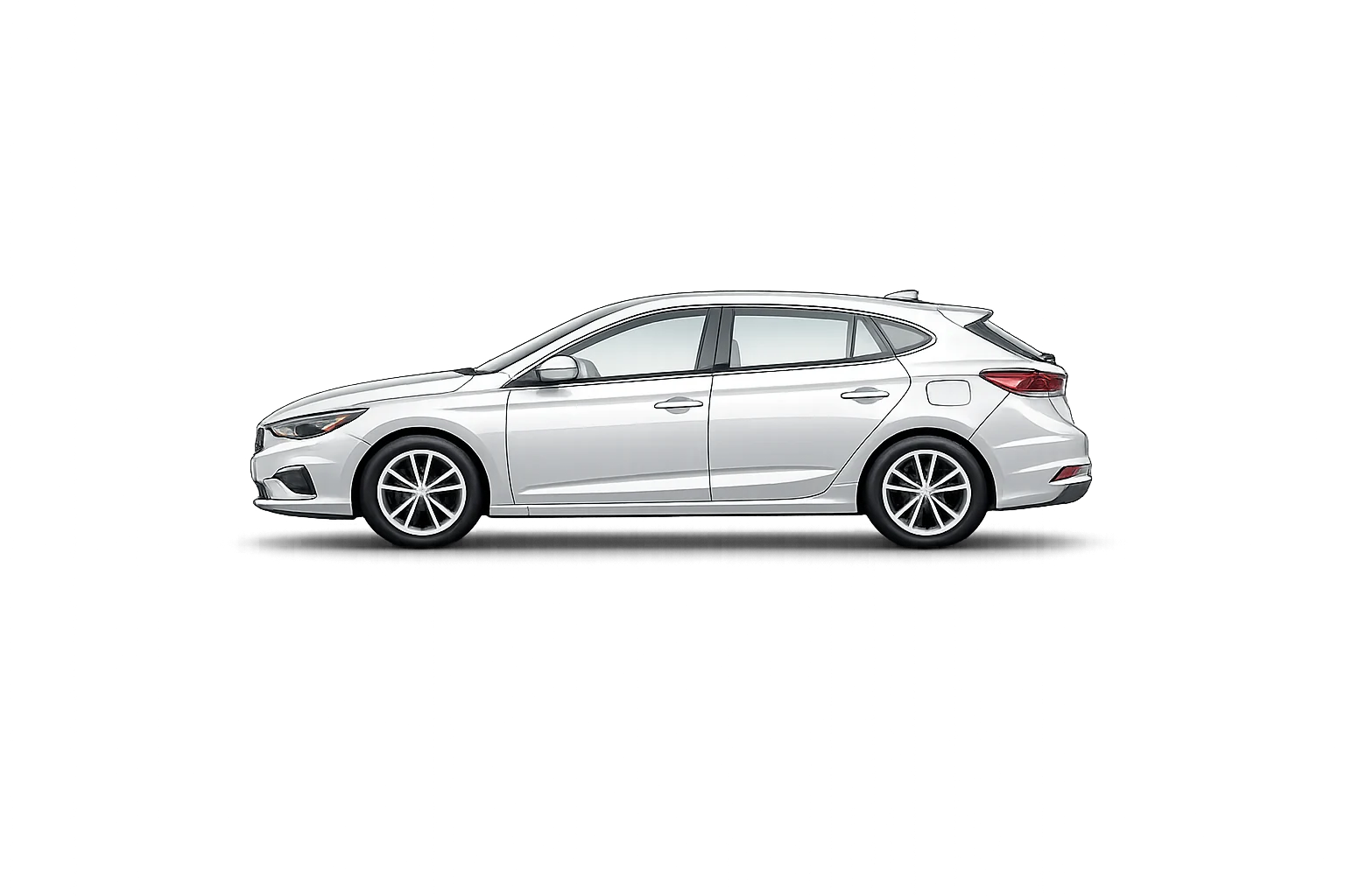 Side view of a hatchback with selectable painted body panels