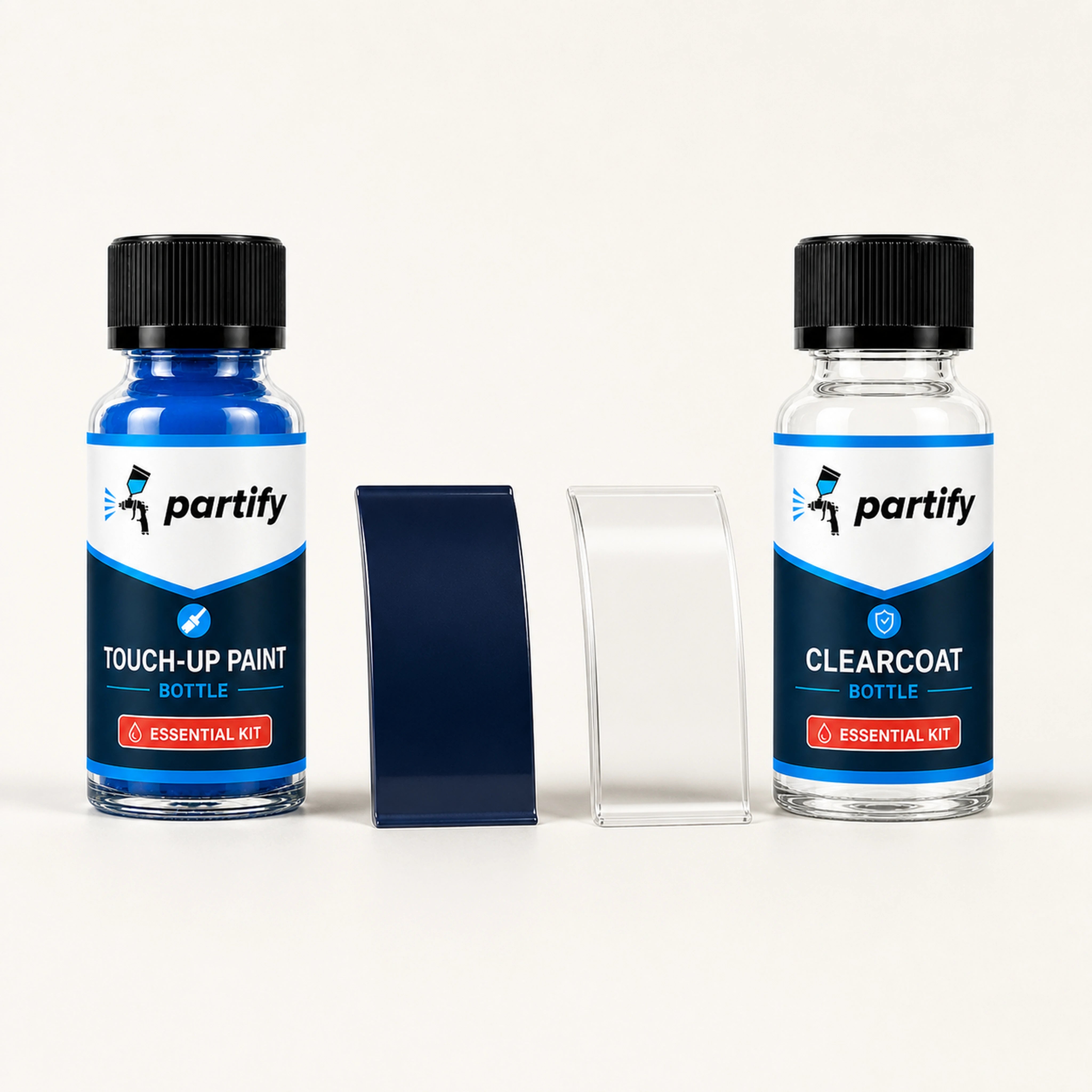 Partify color and clearcoat bottle system with finish samples