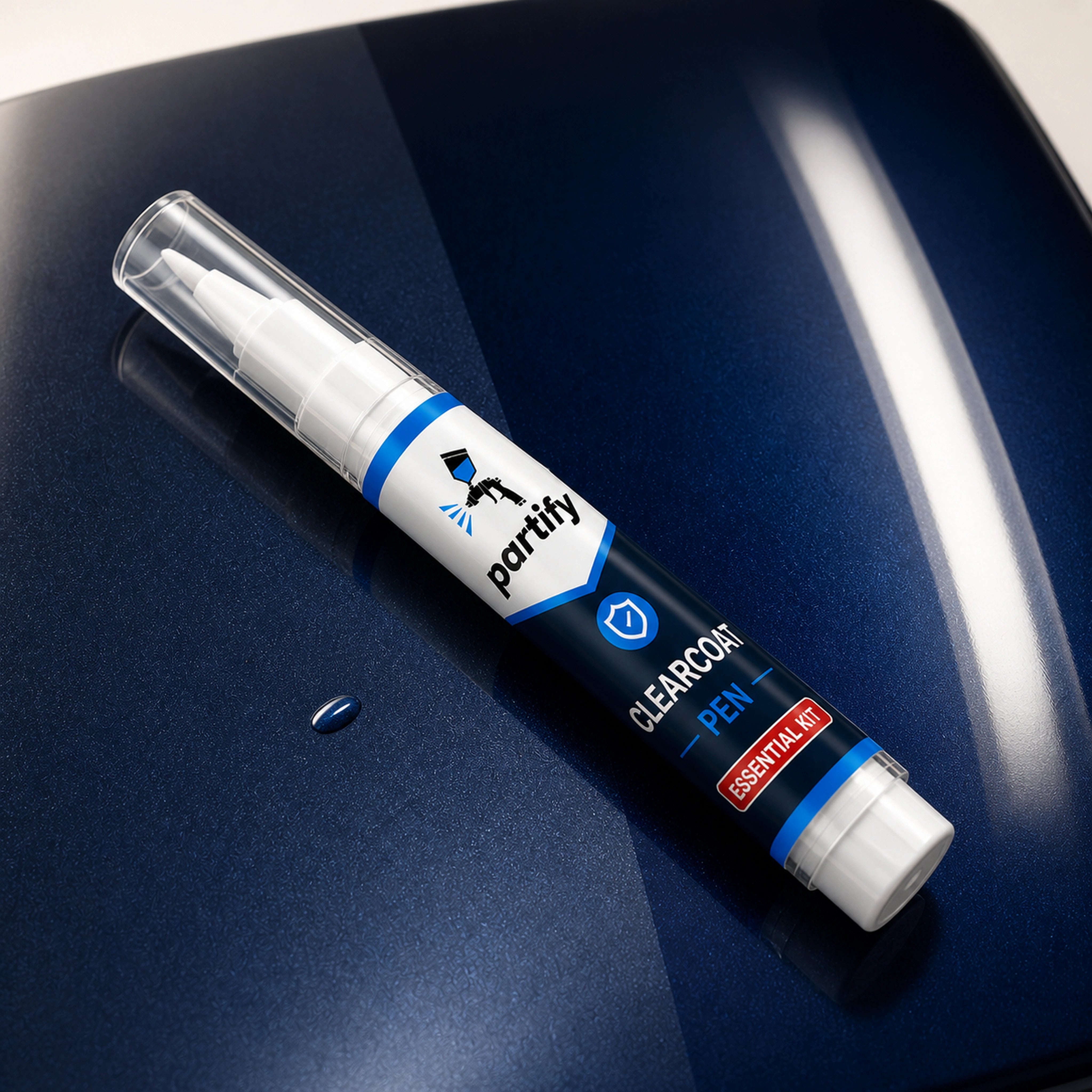 Applying a protective clearcoat pen layer over a localized vehicle repair
